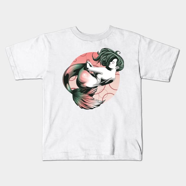 Red and Green Mermaid Kids T-Shirt by redappletees